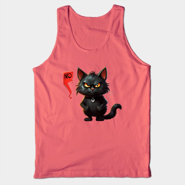Black Cat Says No: Funny illustration for black cat lover Tank Top by Ksarter